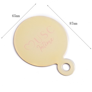 Espejo de Maquillaje Redondo Pequeño y Encantador de Acero Inoxidable con Adhesivo Epóxico y Bolsa de PU, Venta al por Mayor - Product Image 5