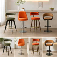 Tabourets de bar en cuir PU avec dossier, chaise haute, pieds en métal, siège rembourré pour comptoir/bar, vert