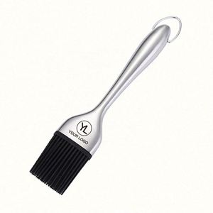 Custom LOGO Pastry Oil Stainless Steel Long Handle Basting <b>Brush</b> Silicone <b>Brush</b> Heads for Grilling BBQ Baking-Dishwasher Safe - Product Image 1
