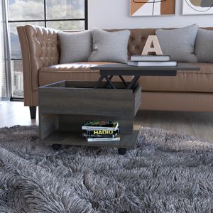 DB Portland Convertible Lift Top Coffee Table Oak Metal para sala de estar Entrada Home Office Hotel Durable Oak Metal Convertible - Product Image 6