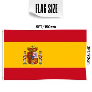 Drapeau espagnol personnalisable 3x5 pieds, simple face, style fanion, pour bannières nationales et drapeaux de présentation, imprimé sur commande - Product Image 2