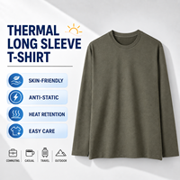 Kaos Lengan Panjang Pria Bahan Lembut Berlapis Ganda Anti Statis Bernapas Kasual Termal