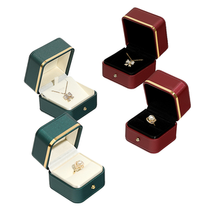 Free Sample Premium Rounded Gold PU Leather <b>Jewelry</b> Box Custom Logo Ring Pendant Bracelet Necklace Gift <b>Packaging</b> Wholesale Sale - Product Image 1