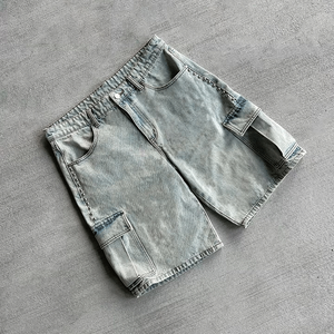 Pantalones cortos de mezclilla de carga acampanados desgastados de peso pesado de alta calidad con etiqueta privada personalizada para hombres - Product Image 3