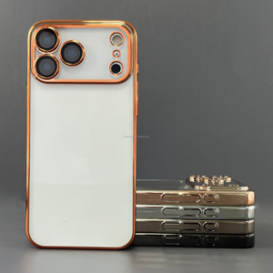 Étui de téléphone personnalisé avec cadre électro-plaqué, coque de téléphone portable en PC brillant, anti-chute, protection sûre, coques de téléphone vierges pour iPhone 17 <span class=keywords><strong>Pro</strong></span> Max - Product Image 1