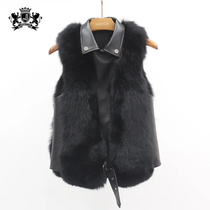 Gilet en fourrure véritable élégant et de haute qualité, <span class=keywords><strong>sans</strong></span> manches, en cuir de mouton, veste pour femme, mode, veste en fourrure de renard - Product Image 6