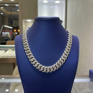 Cadena Cubana de Moissanita Más Vendida, Chapada en Plata de Ley 925, Collar de Moissanita con Diamantes, Joyería Fina - Product Image 1