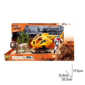 Ensemble de jeu d'aventure Safari dans la jungle, modèle d'animaux <span class=keywords><strong>tigre</strong></span> et lion avec hélicoptère et figurines d'action - Product Image 5