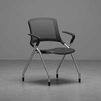 Chaise de conférence ergonomique moderne en maille avec structure en fer et accoudoirs fixes, pliable pour la maison, le bureau, l'hôpital, l'école, le personnel et les visiteurs