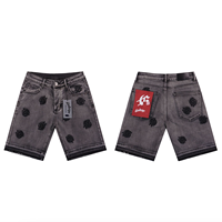 Jean tendance américain avec logo brodé Godsped, style vintage délavé, mode masculine