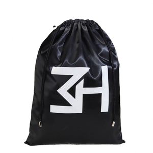 Sac de rangement en satin noir haut de gamme avec cordon de serrage, pour sac à main, chaussures, chapeau, avec logo personnalisé - Product Image 2