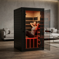 Sauna intérieur moderne et traditionnel en bois de pruche avec lumière LED rouge pour sauna sec, à vendre