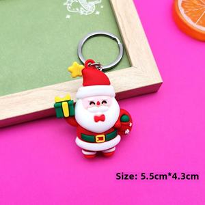 Porte-clés de la série Père Noël de dessin animé, pendentif créatif en PVC souple, idéal pour les fêtes, petit cadeau, type mousqueton - Product Image 3
