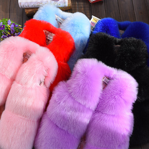 <span class=keywords><strong>Gilet</strong></span> d'hiver en fausse <span class=keywords><strong>fourrure</strong></span> de renard pour fille et garçon, vêtement d'extérieur tricoté pour bébé - Product Image 2