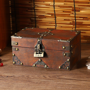 Caja de joyería de madera estilo vintage con cerradura de combinación, cofre del tesoro para guardar coleccionables y accesorios para escape rooms - Product Image 2