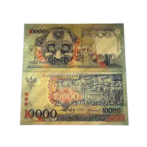 インドネシア10000マネーコレクション24k金箔メッキ紙幣