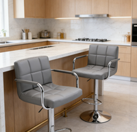 Tabouret de bar pivotant en cuir PU à hauteur réglable, ergonomique, avec dossier en cuir, chaise haute réglable en hauteur pour bar, vente en gros