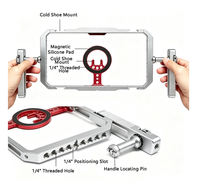 Cage vidéo universelle pour smartphone avec doubles poignées, supports griffe froide, filetages 1/4 pouces, personnalisation du logo OEM