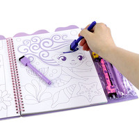 Coffret de livres de coloriage spirale pour enfants avec marqueurs lavables, autocollants, thèmes fée, sirène, dessins animés, livre de gribouillage, cadeau pour filles