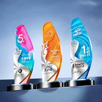 Trophée en cristal personnalisé, impression UV 3D, trophée en verre cristal avec plaque dorée