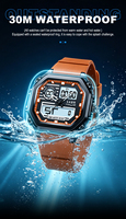 Montre homme SABR LED Sport, affichage double heure, calendrier numérique, cadran carré, bracelet en silicone, montre à quartz électronique pour homme