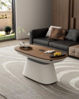 Mesa de centro con base metálica deslizante inteligente para sala de estar moderna, mesa de centro ajustable con control remoto