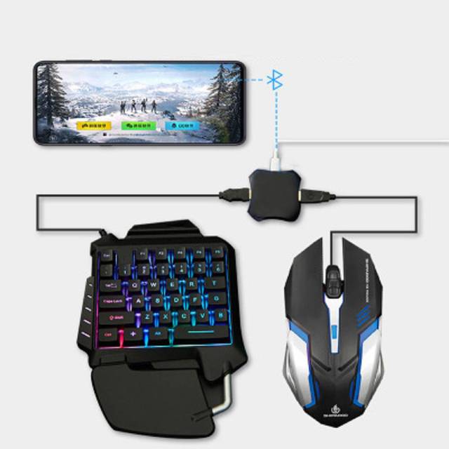 1 Set Trait-Tech Gaming Keyboard + Mouse + Converter Adapter for Mobile Games PC Material Android Compatible Portable