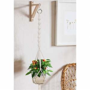 Cesto di frutta per uso domestico intrecciato fioriera sospesa piccoli oggetti appesi Cache <span class=keywords><strong>fioriere</strong></span> pancia di fanerogame con pompon maglia da bagno - Product Image 5