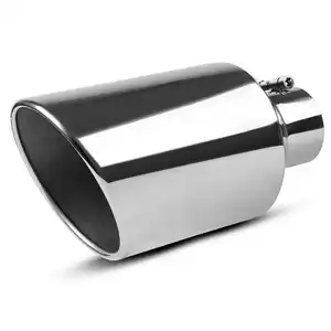 Exhaust Tip 4 Inch Inlet 8 Inch Outlet 15 Inch Long Chrome-Plated Finish Rolled-Edge Pipe