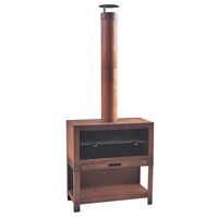 Chimenea Exterior de Acero Corten de Alta Calidad con Estructura KD, Chimenea de Leña con Almacenamiento de Troncos