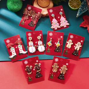 Pendientes de copo de nieve transfronterizos, nuevos pendientes de reno con <span class=keywords><strong>bastón</strong></span>, pendientes de <span class=keywords><strong>mujer</strong></span> con borlas navideñas de campanas coloridas - Product Image 1