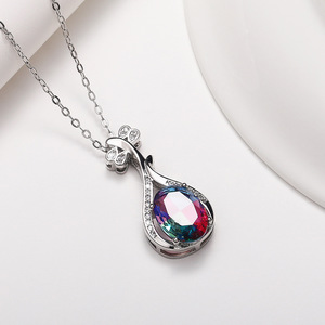 Collana con ciondolo in pietra colorata per donna, elegante catena a clavicola, gioiello alla moda, idea regalo - Product Image 6