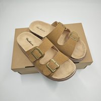Sandales compensées à double boucle de haute qualité pour femmes, style école en bois