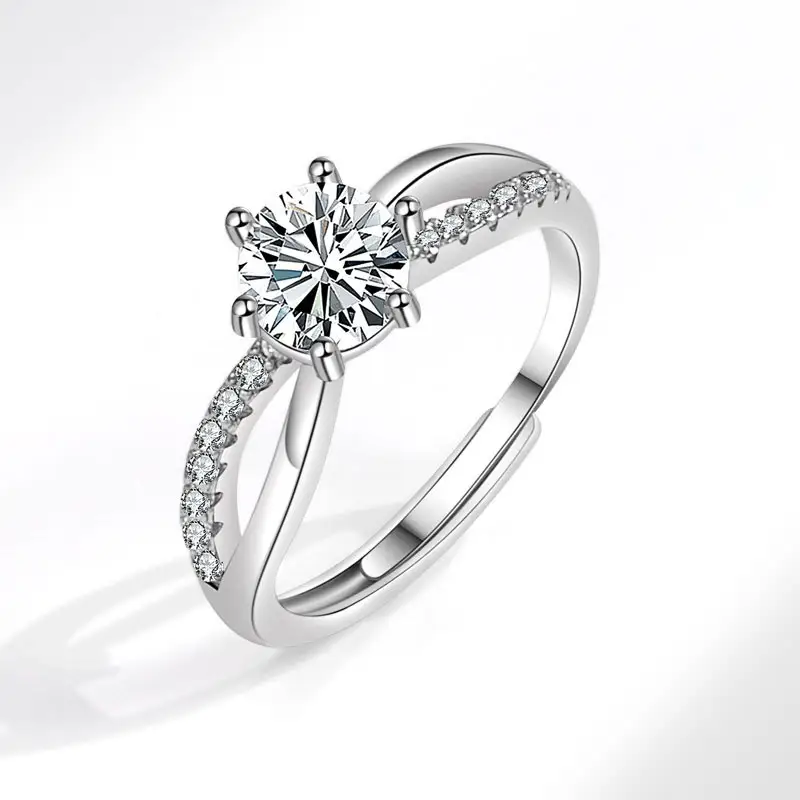 Anello di pietre preziose di lusso con zirconi cubici di moda, gioielli da sposa, anello di apertura con diamante Moissanite, anello di diamanti con zirconi intrecciati in Rattan