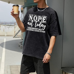 เสื้อยืดเปล่าพิมพ์ลายกราฟิกสตรีทแวร์ DTG ผ้าฝ้าย 100% หนา 250gsm ขายส่ง พร้อมฟอกสีแบบวินเทจทรงโอเวอร์ไซส์ รับสั่งทำ - Product Image 4