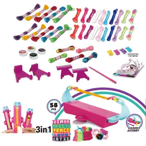 Brinquedo máquina de tecelagem para crianças, kit de brinquedos 3 em 1 para artesanato diy com bracelete