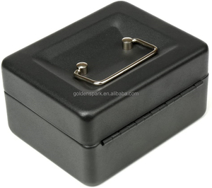 Coffre-fort en acier blanc 6 ", boîte à monnaie, coffre-fort pour argent liquide avec serrure 2 clés, noir - Product Image 2