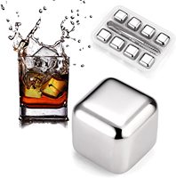 Pierres de refroidissement, Cubes à whisky en acier inoxydable, Cubes de glace réutilisables, avec Tongs et boîte de rangement