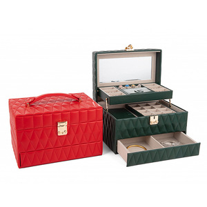 Vintage PU Leather Jewelry Storage Case with Drawer <b>Large</b> Capacity Wedding <b>Gift</b> <b>Box</b> for Pendant Ring Necklace Earrings - Product Image 5