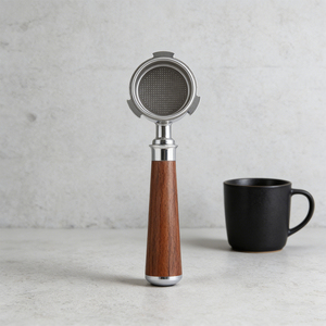Porte-filtre sans fond Klam 51 mm personnalisé pour machine <span class=keywords><strong>Delonghi</strong></span> EC680/EC685, réutilisable, écologique, poignée en acajou - Product Image 2