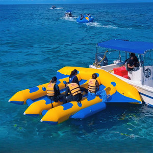 Bateau de remorquage gonflable en PVC pour sports nautiques, double rangée 8 places, type banane, jeu de remorquage aquatique gonflable - Product Image 4