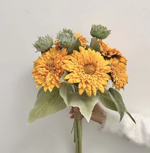 Girasoles Artificiales <span class=keywords><strong>de</strong></span> Alta Calidad con Tacto Real, Venta al por Mayor, Amarillos, <span class=keywords><strong>de</strong></span> Seda y Plástico, Hechos a Mano, Realistas, para Bodas, Graduaciones, Pascua - Product Image 5
