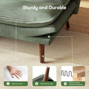 <span class=keywords><strong>Divano</strong></span> <span class=keywords><strong>Letto</strong></span> Matrimoniale di Lusso in Velluto a Coste dal Design Classico e Innovativo con Schienale e Braccioli Regolabili - Product Image 6