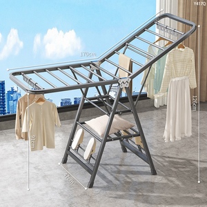 Séchoir à linge pliable en métal avec barre de suspension pour la maison, la blanchisserie et les salles d'exposition - Product Image 3