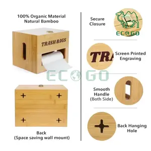 <b>Bamboo</b> Household Trash Bag Holder Grocery Bag Dispenser <b>Roll</b> Holder - Product Image 3