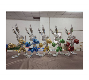 Offre Spéciale populaire miroir galvanoplastie résine lapin Boxer Statue Art artisanat pour la décoration ou la Collection intérieure ou extérieure - Product Image 4