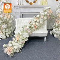Décoration de mariage Sunwedding, chemin de table en fleurs artificielles de gypsophile, centres de table de mariage, toile de fond