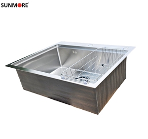 SUS304 Stainless Steel Single Bowl Kitchen <b>Sink</b> Topmounted <b>Drainer</b> Undermount Installation Two Holes Warranty 3 Years - Product Image 4
