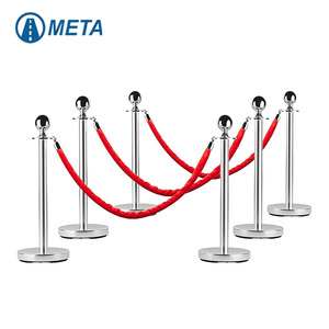 Metarubber MR-YBZ2MS đen bạc thép không gỉ 320mm đường kính cơ sở vành đai đỏ giao thông đứng kiểm soát đám đông hàng đợi cảnh báo giao thông - Product Image 1