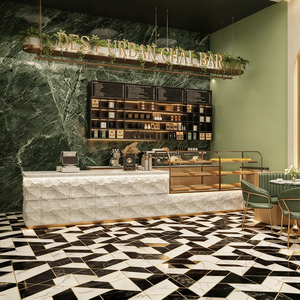 Coffee Shop Counter Custom <b>Wood</b> and Stone Service Bar with Storage Cabinets Equipment Cutouts and Installation Drawings - Product Image 3